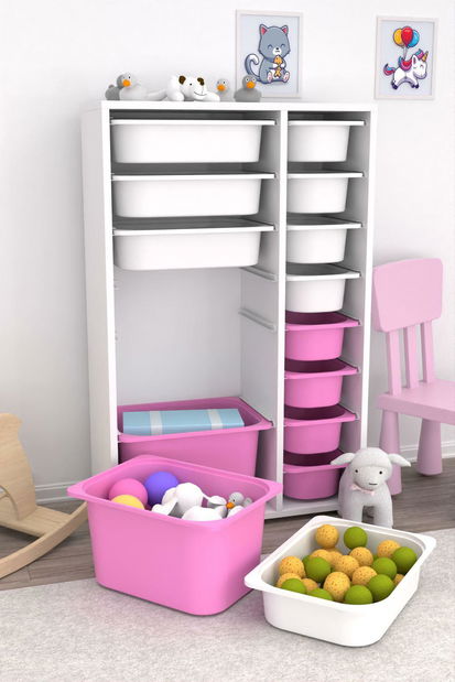 Organizator jucării Dremonka 7 (alb + roz)