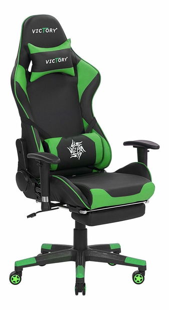 Kancelárska stolička VITTORE (syntetická koža) (čierna + zelená)