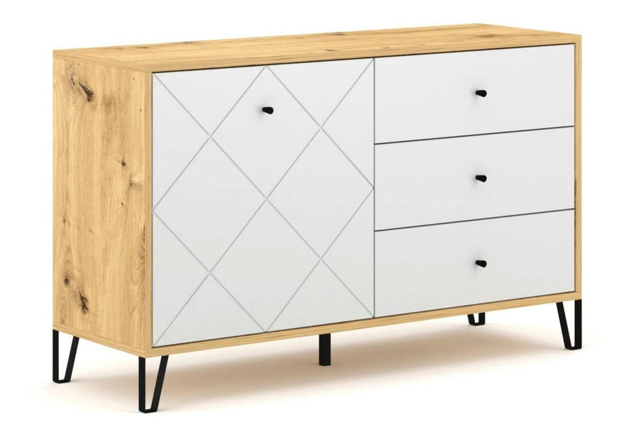 Komoda Baiano (hrast artisan + bijela) 