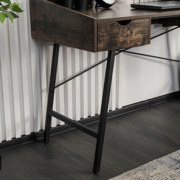 Masă de scris Igualada (stejar rustic + negru) 