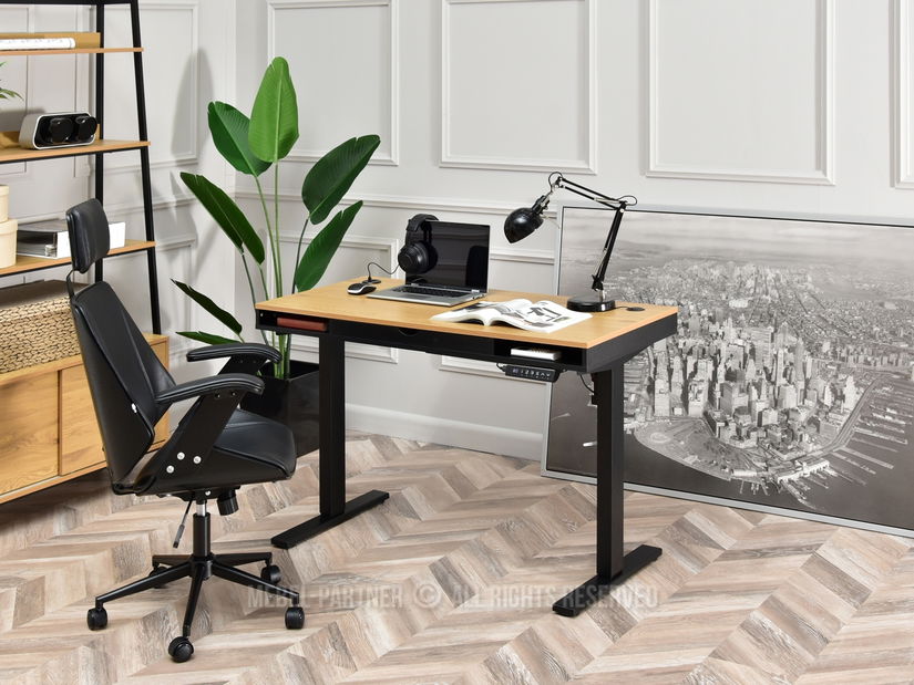 Masă PC Osto 120 (stejar negru + negru)