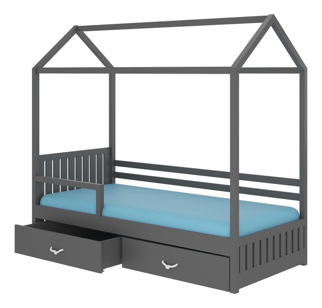 Detská posteľ 200x90 cm Rosie II (s roštom a matracom) (grafit)