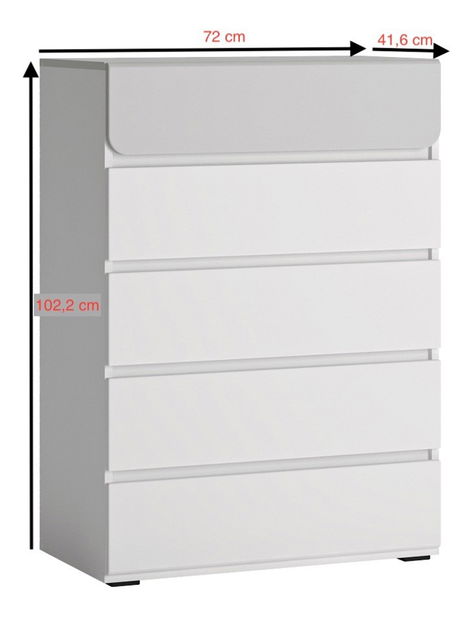 Comodă Albunus K02 (Alb alpin + Gri lucios)