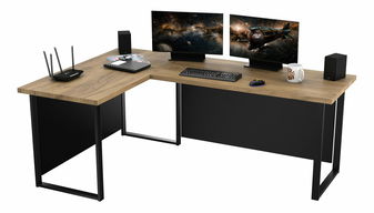 Kutni PC stol Vintid (hrast craft + crna)