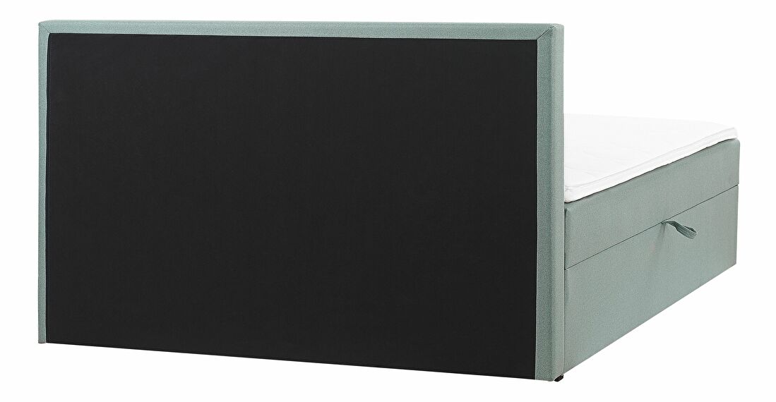 Manželská posteľ Boxspring 160 cm SENNOR (s matracmi a úl. priestorom) (svetlozelená)