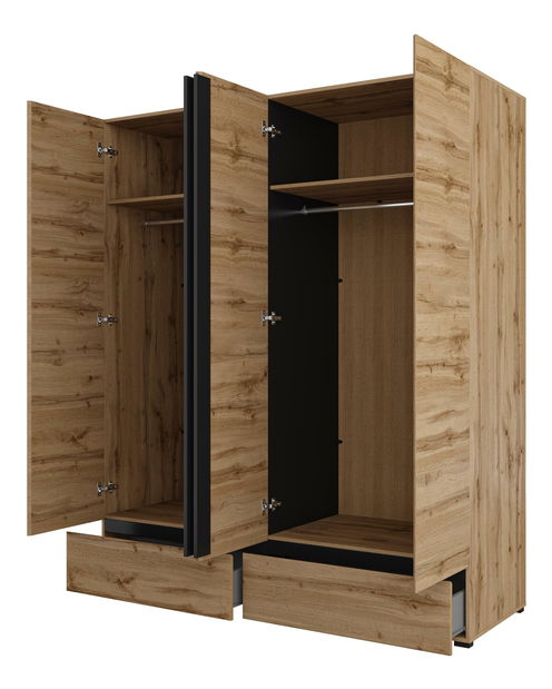 Ormar za garderobu Crossroad S20 (hrast wotan + crna)