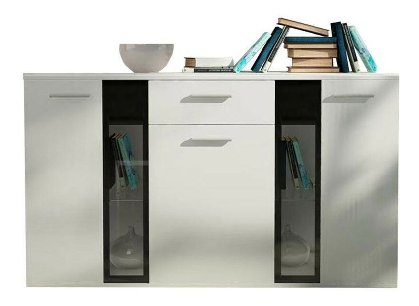 Comodă Fletcher (stejar artisan + Alb) (iluminat LED)