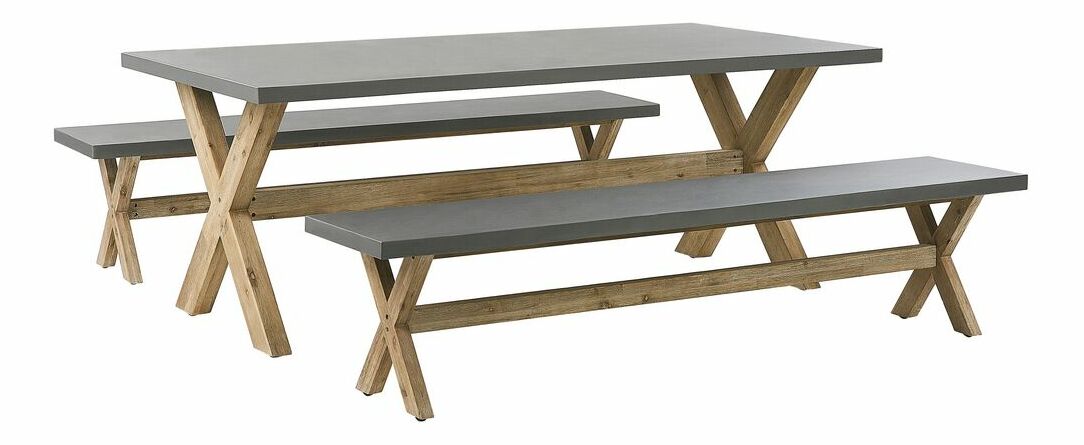 Záhradný set OLIBIA (sivá) (s lavičkami) (pre 8 osôb)