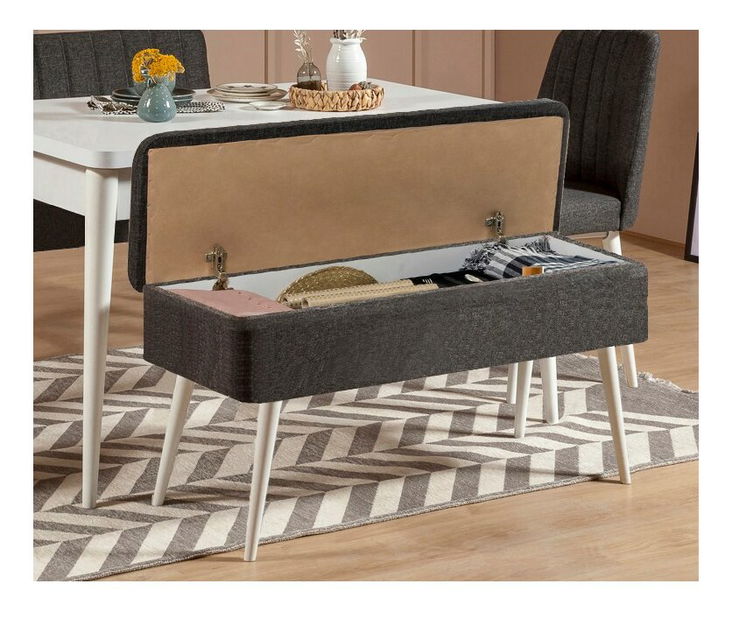 Set mobilier sufragerie Vlasta 2 (alb + antracit) (pentru 6 persoane)