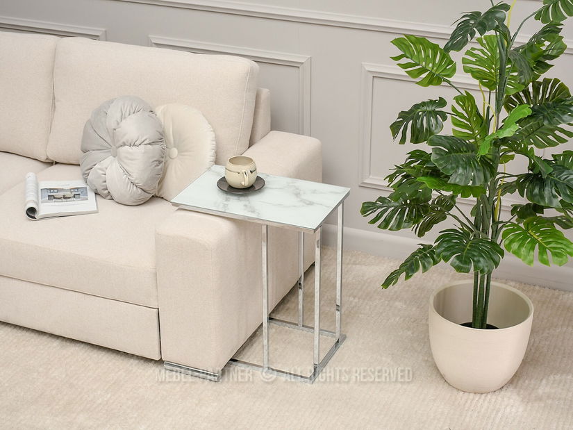 Konferenčný stolík Vasho (biela + chrómová)