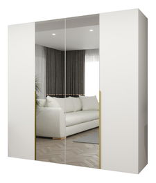 Šatníková skriňa 200 cm Alice 2 (biela + zlatá)