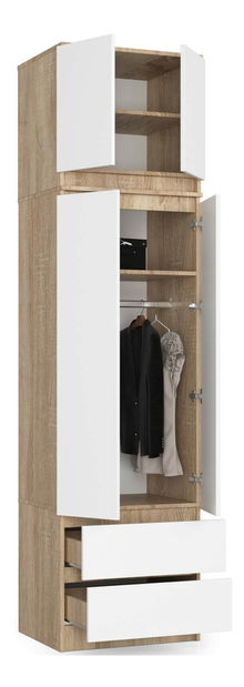 Šatníková skriňa Sahil (dub sonoma + biela)