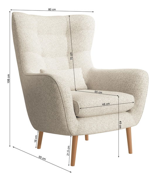 Fotoliu cu suport picioare Veneza VZ2 (bej + fag)