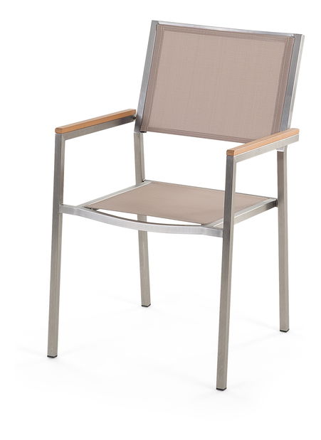 Set de masă pentru grădină Grosso (gri închis) (scaune bej) (pentru 8 persoane) (granit)