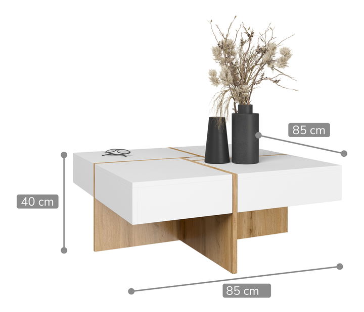 Măsuță cafea Dwayne (Stejar artisan + alb)