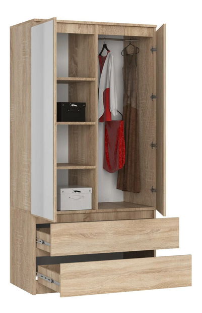 Šatníková skriňa Submarino (dub sonoma) (so zrkadlom)