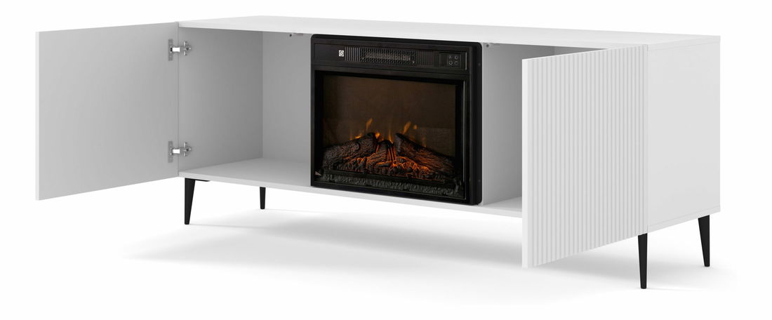 TV skrinka/stolík s elektrickým krbom FPB 2D 170 C Rowanna (biela)
