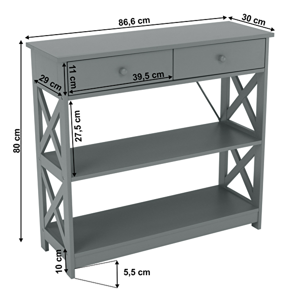 Konzolový stolík Meyer (sivá)