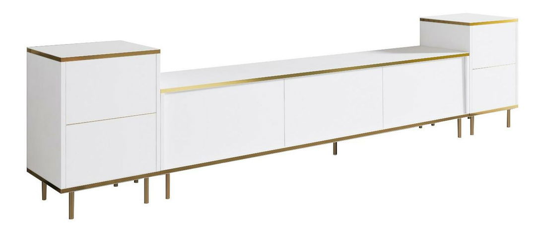 TV stolík/skrinka Iris (biela + zlatá) 