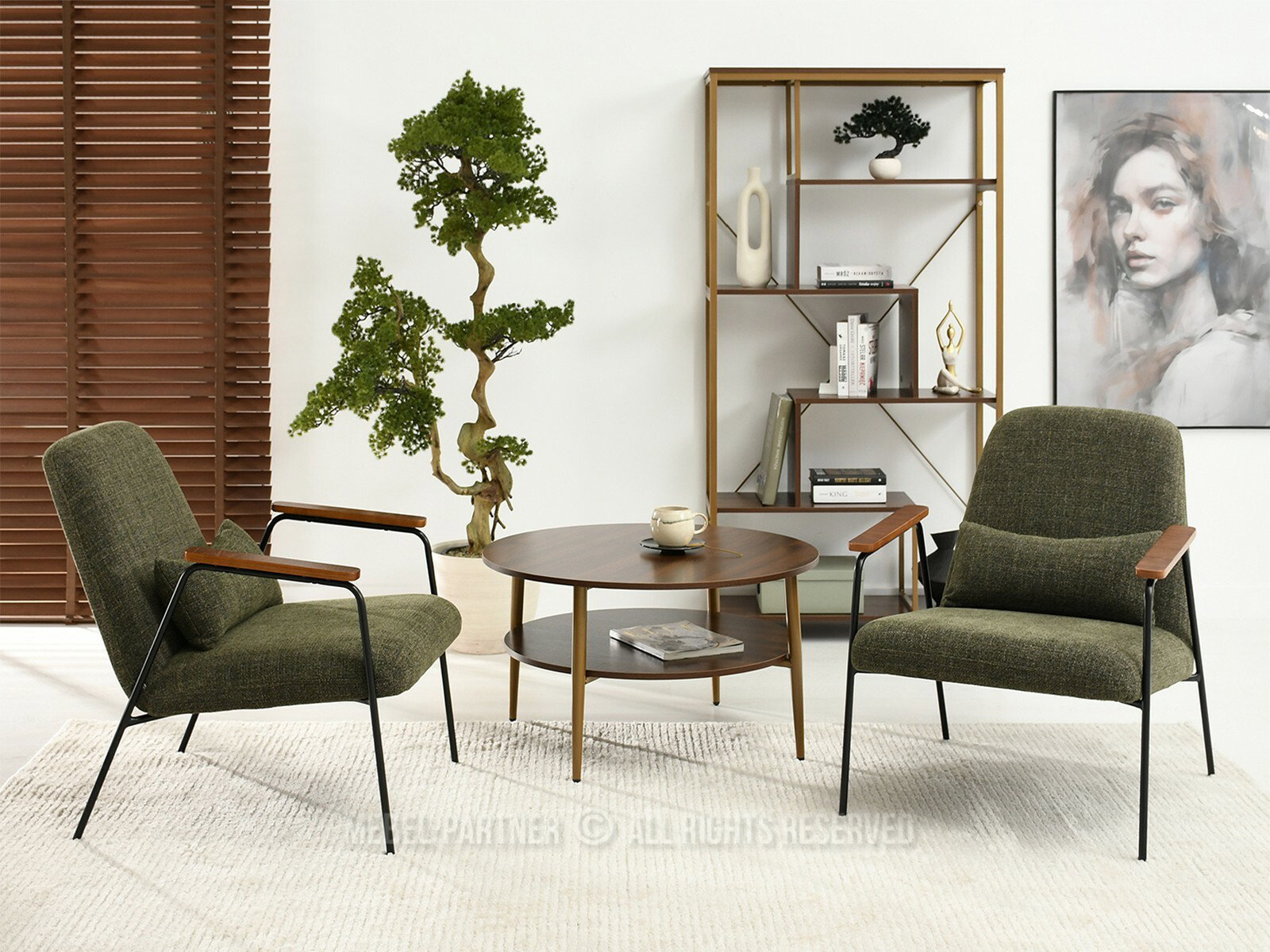 Fotel Elba (zöld + dió)