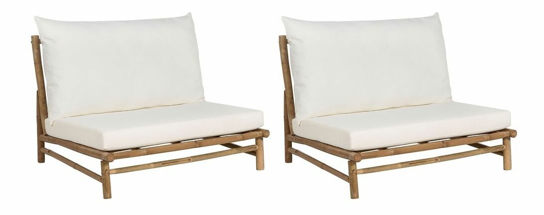 Set 2 buc scaune de grădină Theta (lemn deschis + alb) 