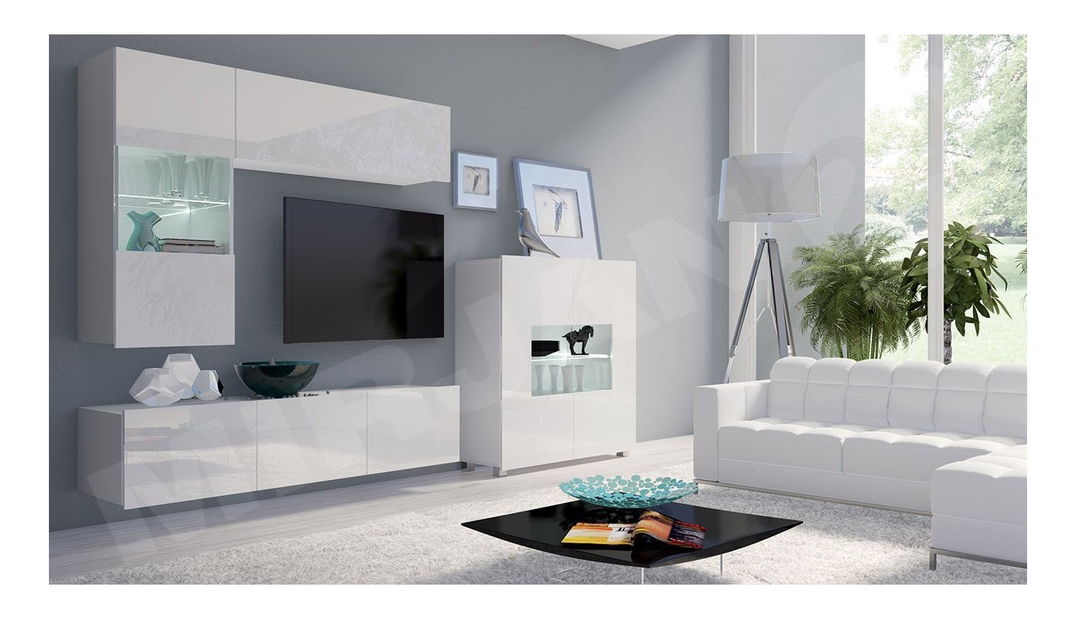Mobilier living Badiani III (alb + alb lucios)