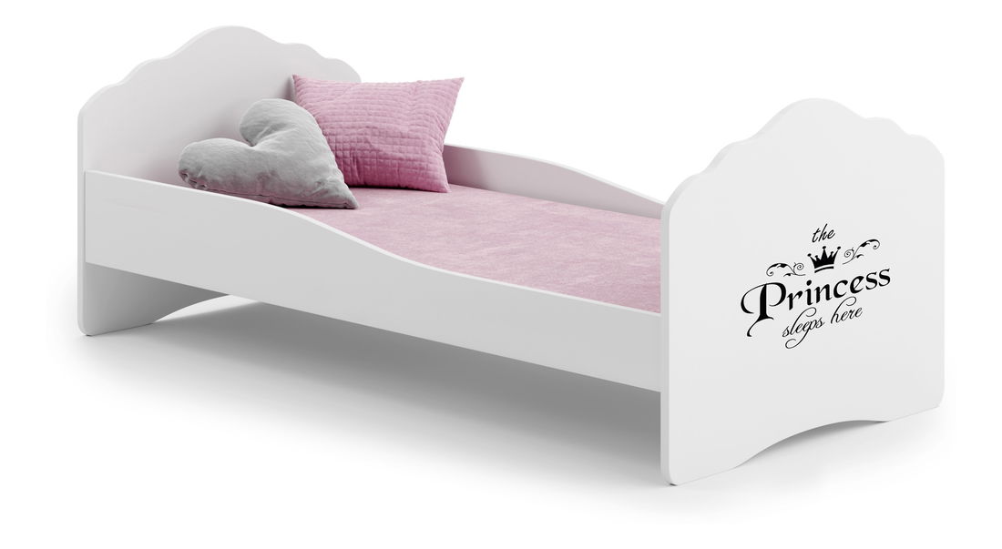 Pat pentru copii 160x80 cm Cassi (cu grilă și saltea) (prințesă)