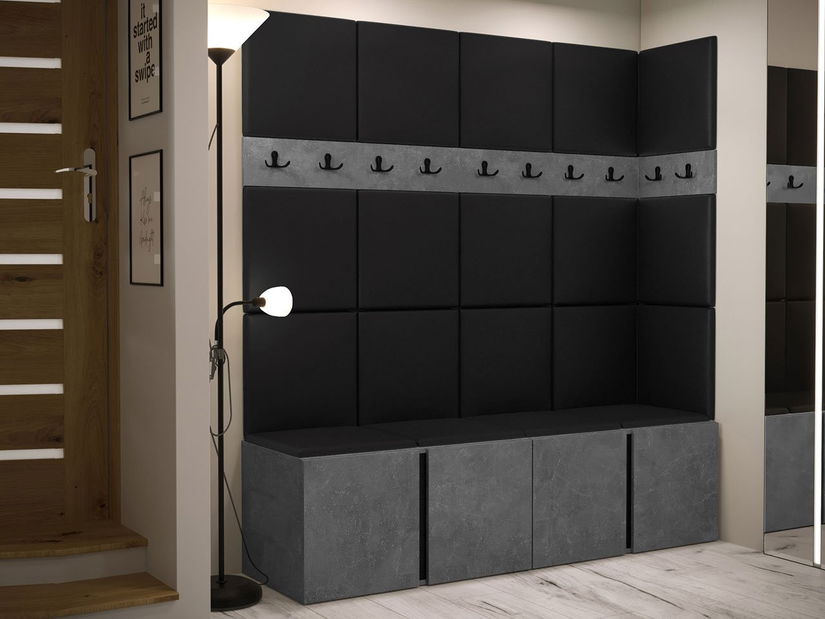 Mobilier hol Tovenaz II (stejar artisan + negru)