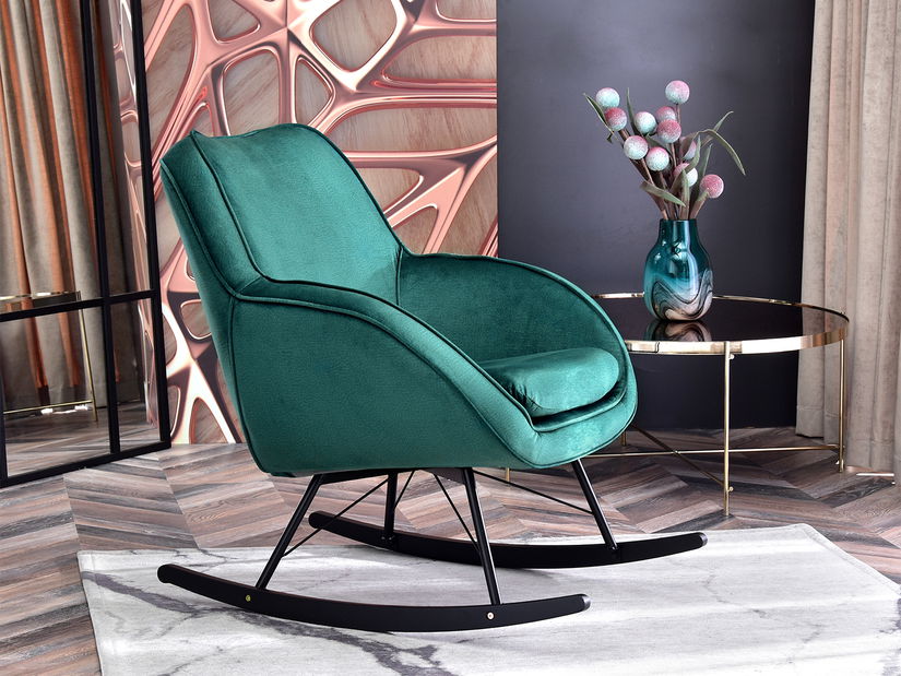 Hojdacie kreslo Coccolisimo (zelená + buk čierny)