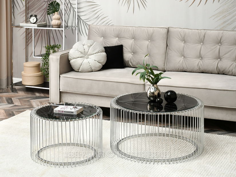 Konferenčný stolík Nils Xl (čierny mramor + chrómová)