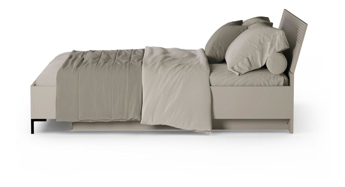 Bračni krevet 160 cm Demandaron (taupe + hrast silverjack) (s podnicom) (s prostorom za odlaganje)