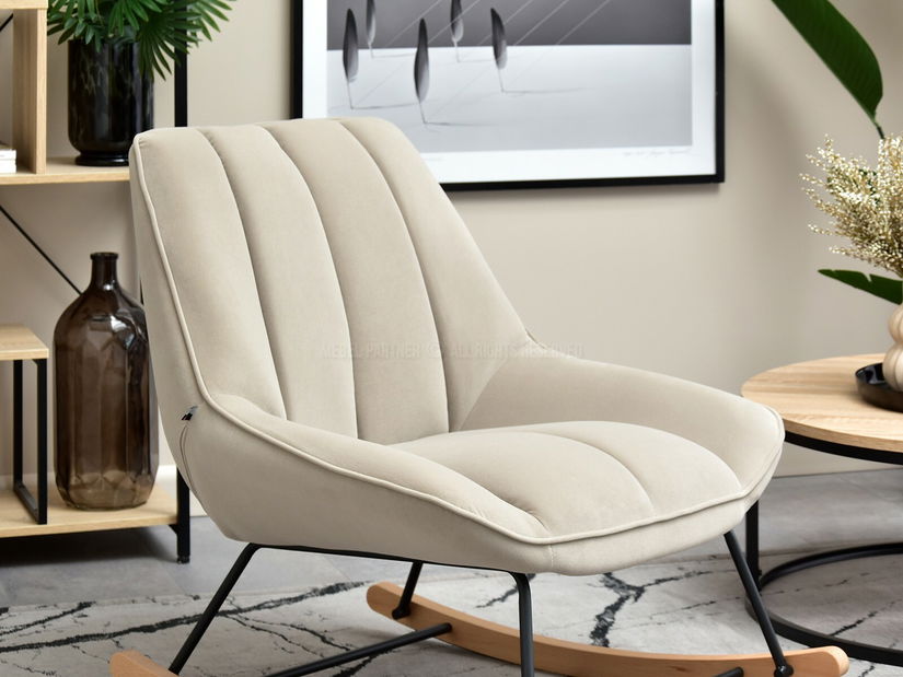 Kreslo Bertie (béžová + buk čierny)