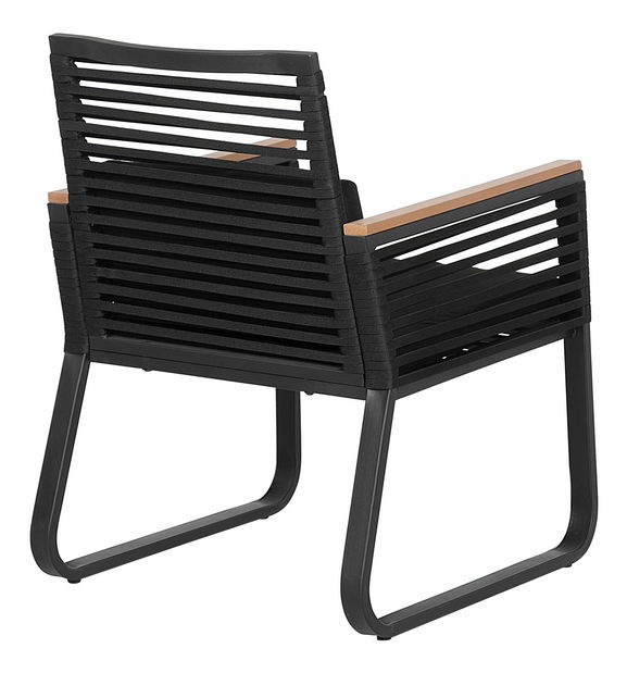 Kerti bútor garnitúra COTEN (furnérlemez) (fekete) (6 személy számára)