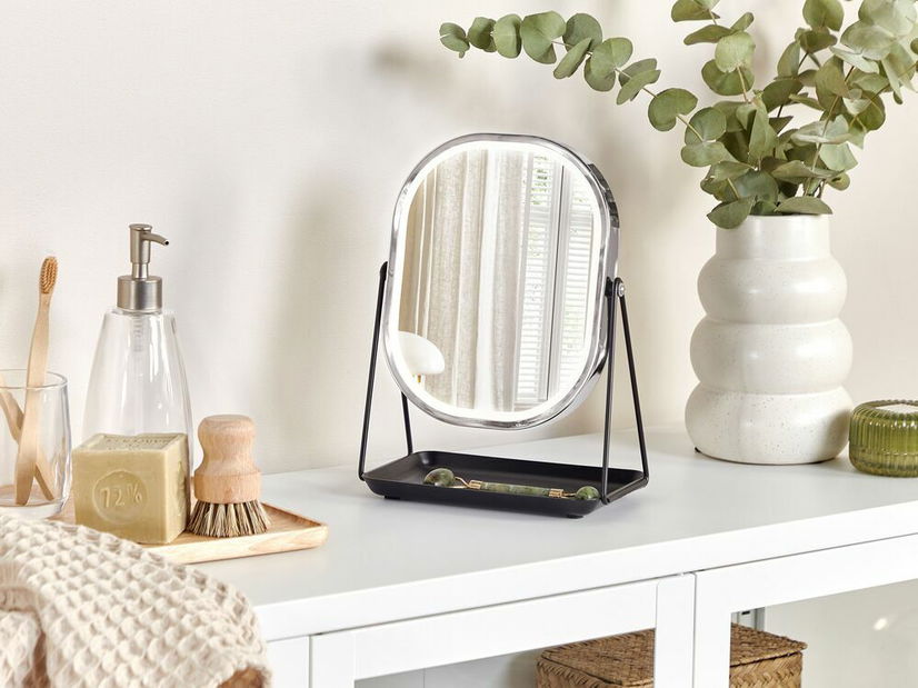 Oglindă cosmetică Dinora (argintiu) (cu iluminat LED)