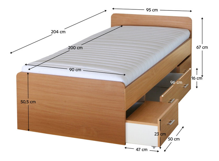 Egyszemélyes ágy 90 cm Dulce 80262 bükk 22