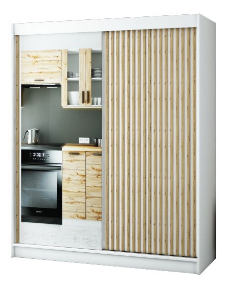 Ormar za garderobu 180 cm Ladonna 2 (Bijela mat) (s ogledalom)