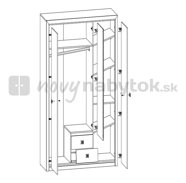 Šatníková skriňa BRW Koen SZF3D2S