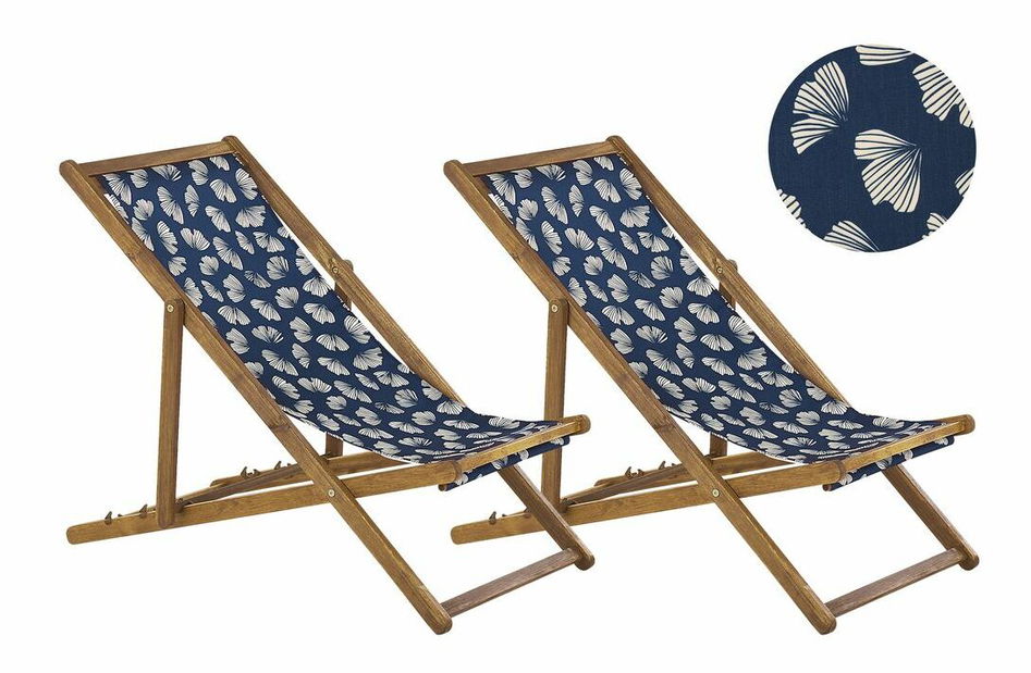 Set 2 ks záhradných lehátok s náhradnými poťahmi Antio (tmavomodrá)