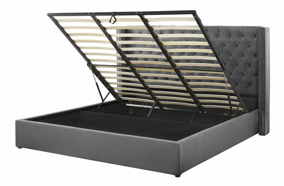 Bračni krevet 180 cm LUBECK (poliester) (sivi) (s podnicom)