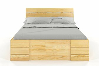 Manželská posteľ 160 cm Naturlig Lorenskog High Drawers (borovica)