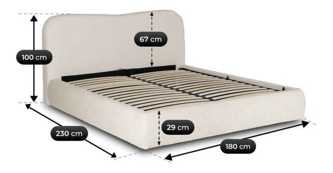 Manželská posteľ 160 cm Batalos (krémová) (s roštom) (s úl. priestorom)