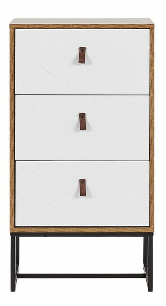 Comodă NAVVEA (lemn deschis + alb)