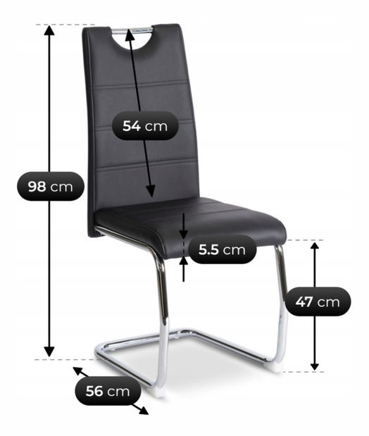 Blagovaonska stolica Lesione (crna eko koža) 