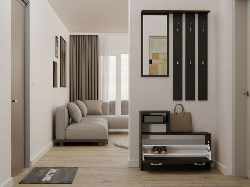 Set za predsoblje Vayan 1 (crna) (s ogledalom)