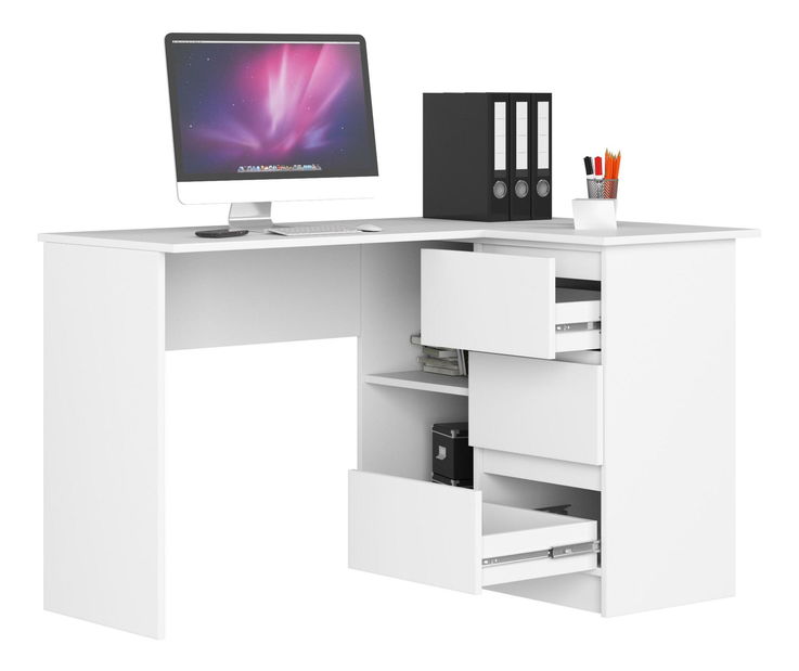 Masă PC de colț Bodhi (alb) (D)