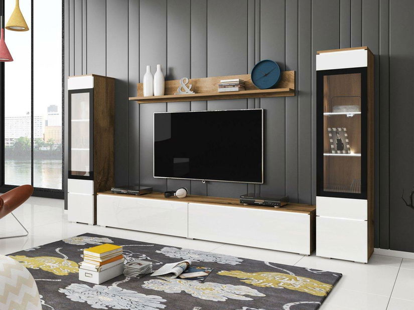 Set za dnevni boravak Selwyn II (wotan + bijeli sjaj) (bijela led rasvjeta)