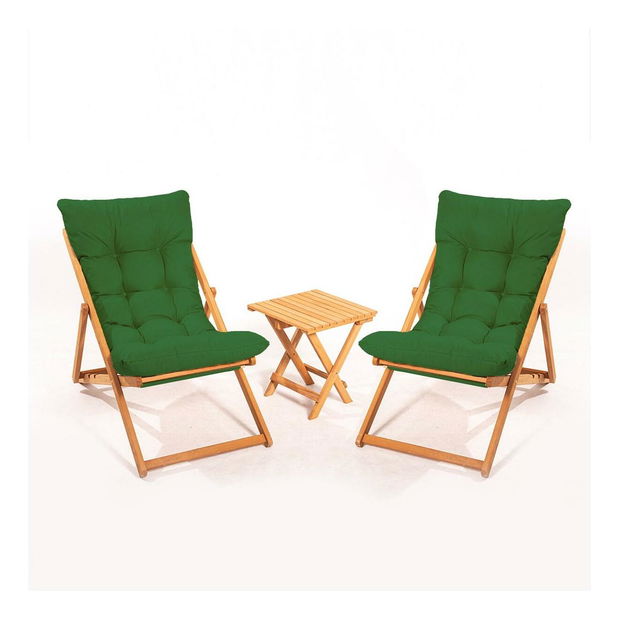 Vrtni set stol i stolice Kikadu 5 (zelena + prirodna) (za 2 osobe)