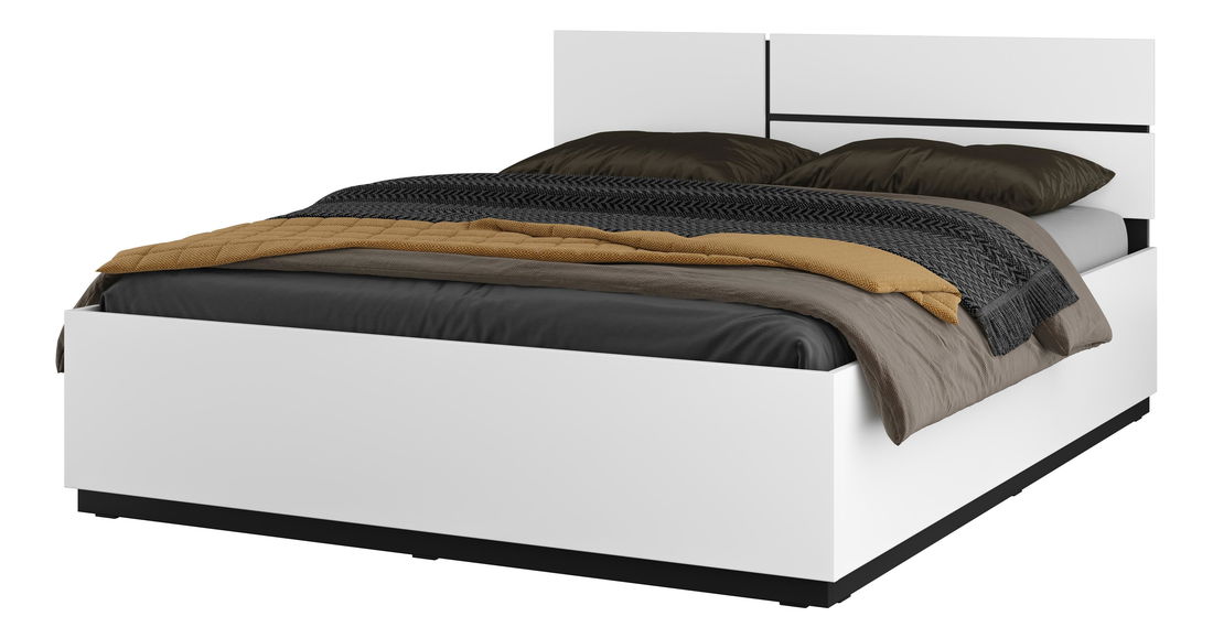 Manželská posteľ 160 cm Crossroad S31 (biela + čierna)