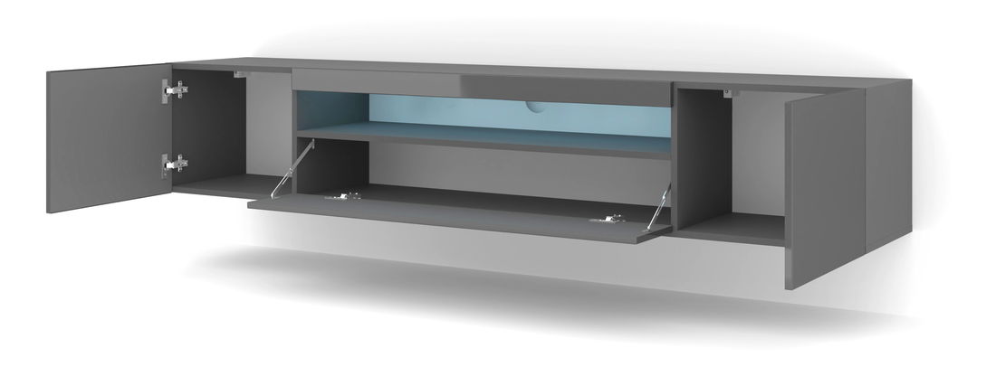 TV stolík/skrinka Aurinko 200 (lesklý grafit) (s osvetlením)