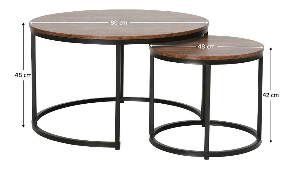 Set 2ks konferenčných stolíkov Cayera (orech + čierna) 